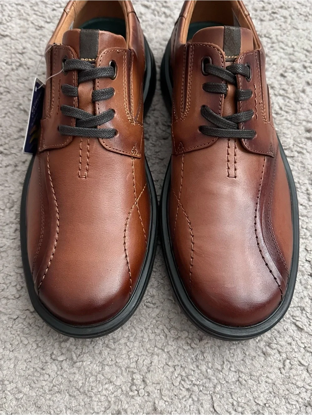 Clarks Gessler Lace-Up Derby Dark tan Leather Mens 9